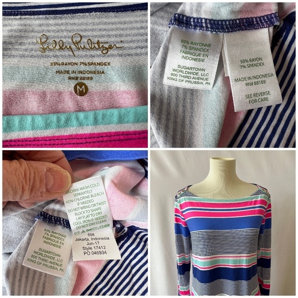 LILLY PULITZER SOPHIE DRESS M VIBRANT KALEIDOSCOPE STRIPES STRETCH LIGHTWEIGHT - Picture 12 of 12